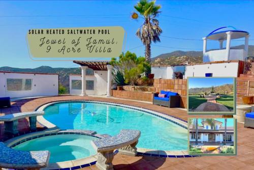 Private Home on 10 Acres - Heated Salt Pool & Jacuzzi, Mountain & City Views, Horseshoes, Basketball, BBQ, Golf Putting, Foosball, Croquet, Bose Stereo, White Cotton Bedding - Hilltop Hacienda, Pool Heat Optional