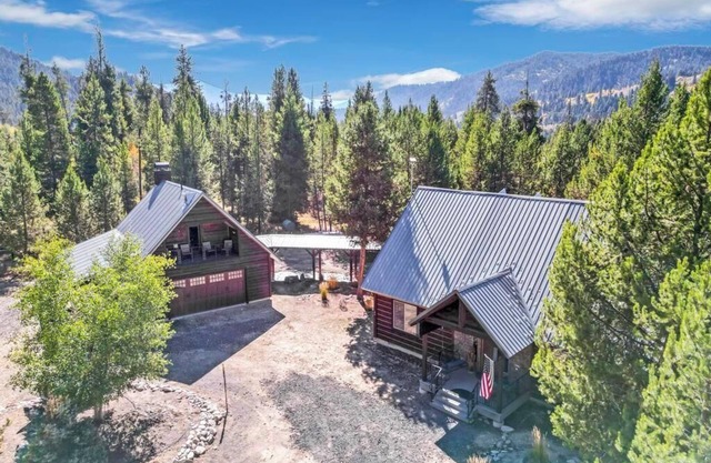 River front cabin surrounded by national forest with outdoor living space