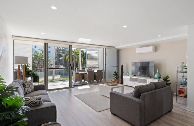 Riverside luxury apartment across two levels at Waterline.