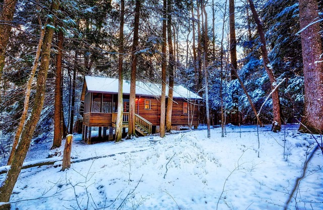 Romantic Cabin 1 with Hot Tub on Screened porch next to National Park