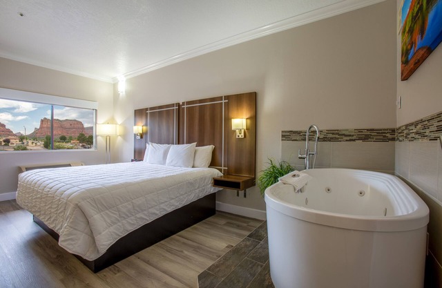 Romantic King Retreat with Scenic Views & Soaking Tub for Relaxation