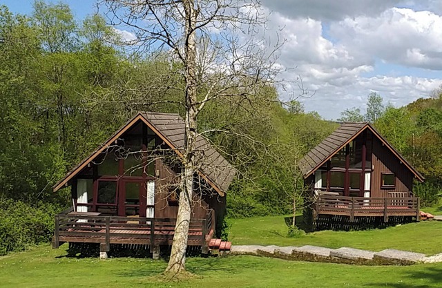 Single storey A-frame lodge.