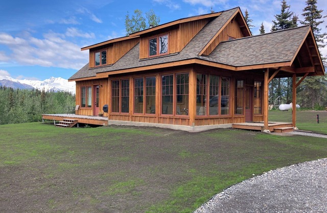 Spectacular mountain and glacier views at Donaho House.