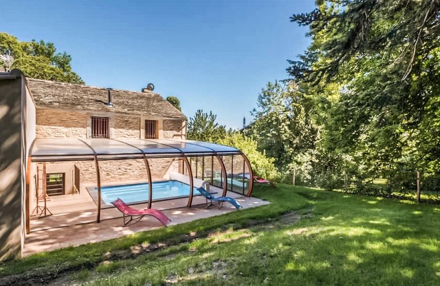 Spend an unforgettable vacation in this large stone house with indoor pool.