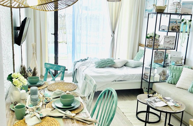 Studio Boho with garden-poolblik 1 line beach, 5*complex,4-pools,KavazipSozopol