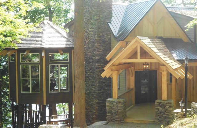 Timberframe Spa Lodge in the woods on Skaneateles Lake, NY