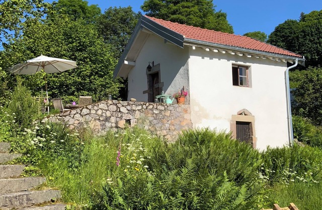 Tiny House La Tourelle with natural swimming lake in a dreamlike Vosges landscape