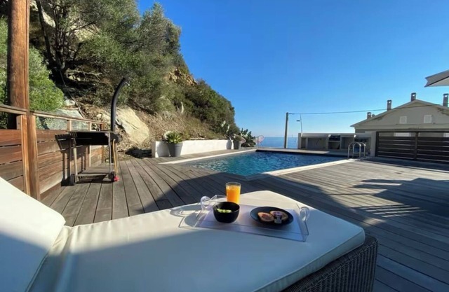 Top of villa with pool at the seaside