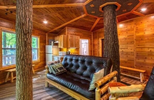 Tree House Deluxe Cabin w/bath - Glamping with real trees growing in the center of the cabin!
