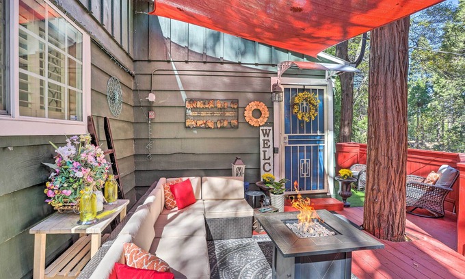 Crestline Cabin | Boho Crestline Cabin: Near Lake Gregory with Spa & Hot Tub