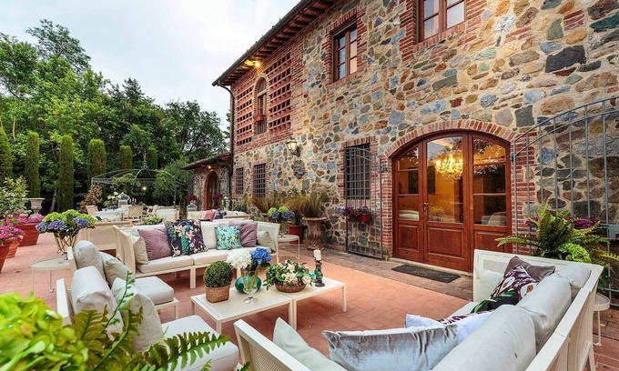 Orentano Villa | Elegant Farmhouse Retreat with Private Pool & Tennis Court