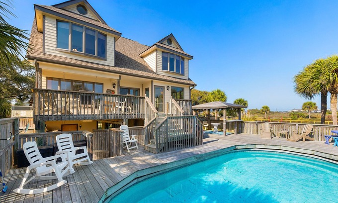 Folly Beach House | Ocean View Retreat: Private Pool at Sea Caught The Katy