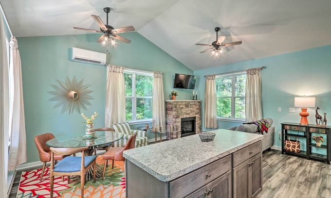 Brodheadsville Cottage | Tranquil Poconos Cabin with Fire Pit & Creek Access