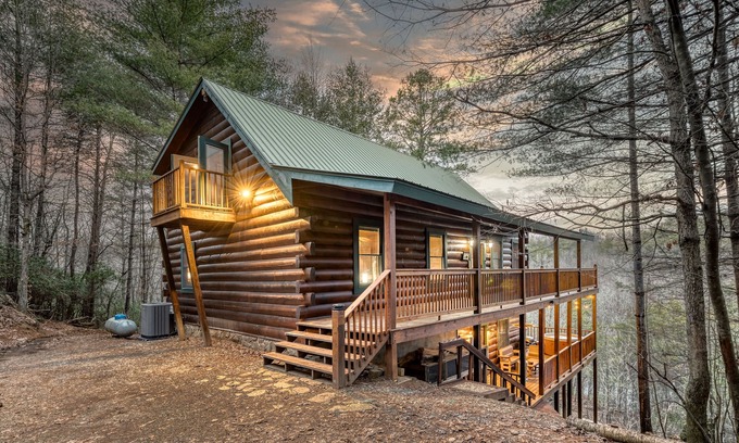 Morganton Cabin | Secluded Retreat with Private Creek, Spa & Game Room