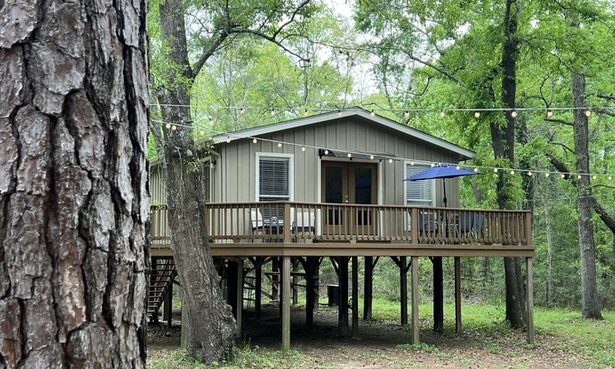 Montgomery Cabin | Cozy Treehouse Hideaway on Lake Conroe with Spa & Views