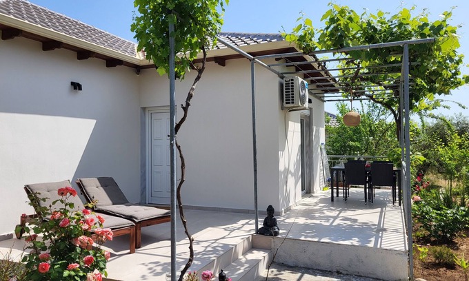 Skala Potamias House | Idyllic Cottages Amid Olive Groves with Pool & Ocean Views