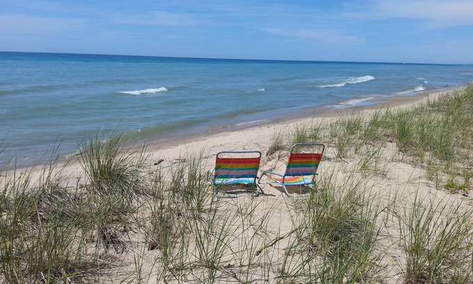 Benton Harbor House | Unforgettable Lake Michigan Views with Private Beach Access