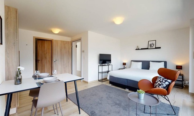 Aigle Apartment | Cozy Studio Flat with Mountain View & Spa Amenities