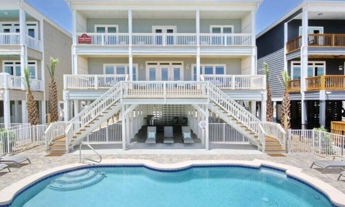 North Myrtle Beach House | Oceanfront Retreat with Private Pool & Game Room Access