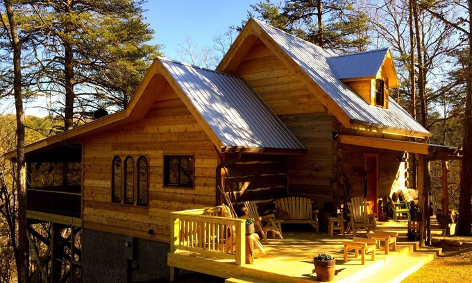 Mentone Cabin | Romantic River Mountain Cabin with Hot Tub & Spa Amenities