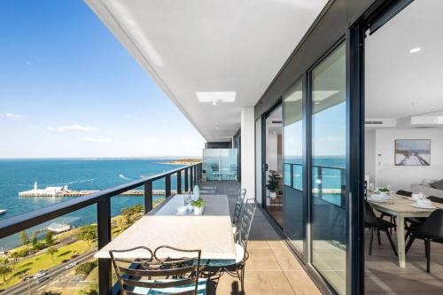 Geelong Apartment | Elegant 2BR Penthouse with Bay Views and Private Beach