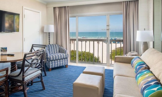 St. Pete Beach Hotel | Beachfront Villa with Balcony & Kitchen at Island Grand