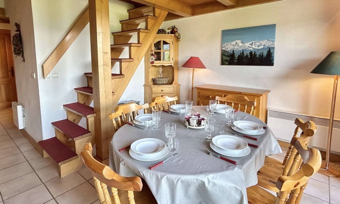 Combloux Apartment | 3-Room Apartment + Mezzanine, 7 Sleeps, 2 Balconies, Parking