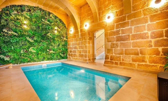San Lawrenz Villa | 300y/o Gozo Villa: 2 pools, roof lounge, sea views