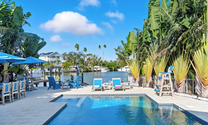 Indian Rocks Beach House | Stunning 5 Bedroom Waterfront Home with Private Heated Pool