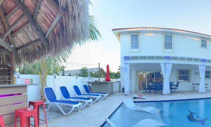 Boynton Beach House | Beautiful Beach Retreat with Heated Pool & Tiki Huts