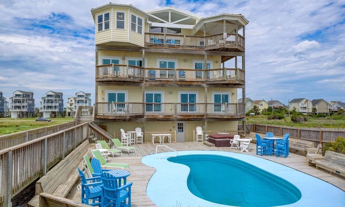 Surf City House | Oceanfront Haven with Private Pool & Beach Access