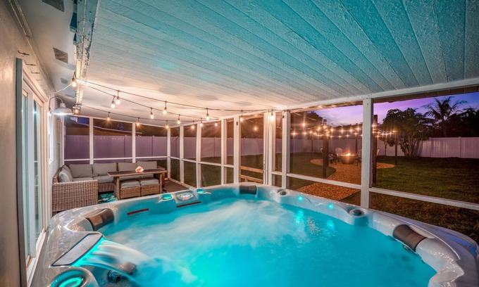 Jensen Beach House | Discover Relaxation: Hot Tub, Beach Access & Fire Pit