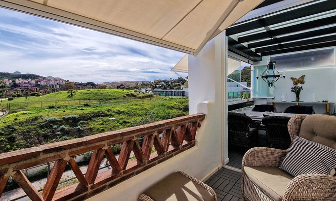 San Luis de Sabinillas Apartment | Tranquil Penthouse with Ocean View, Steps from the Beach