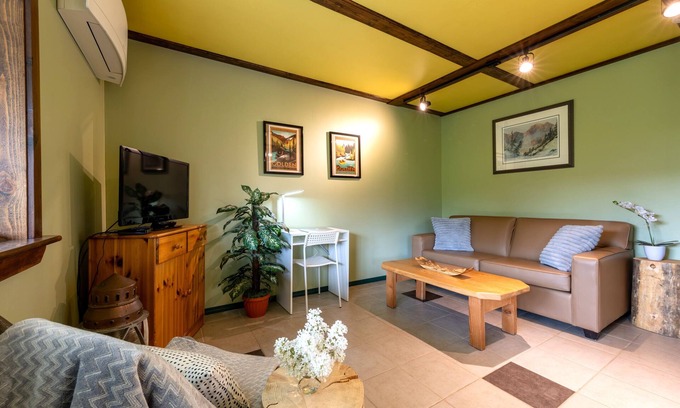 Golden Apartment | Mountain View Suite: AC, Sauna & Pet-Friendly Comfort