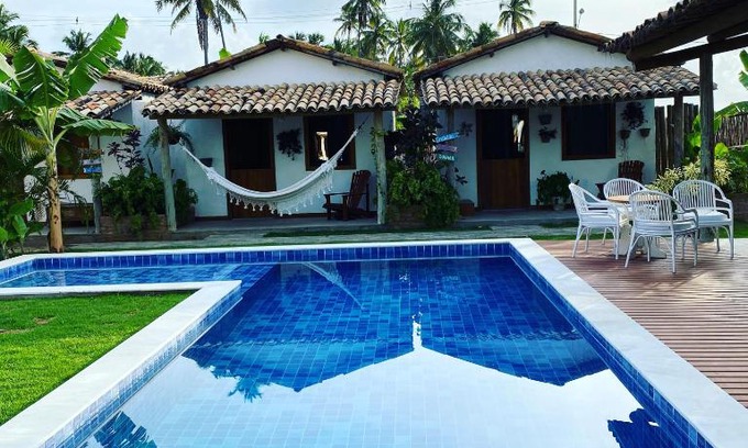 Porto de Pedras Cabin | Pet-Friendly Aldeia Patacho with Ocean View & Pool
