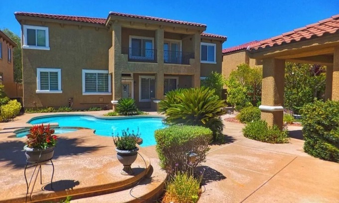 Enterprise Bed & Breakfast | Relaxing Retreat with Pool, Spa, and Steps from the Strip
