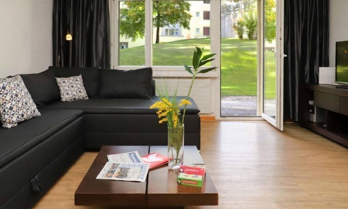 Davos-Platz Apartment | Stylish Allod Park Haus C U04 with Spa and Lake Views