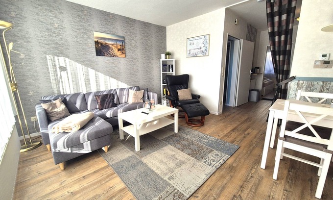 Norddeich Apartment | Oceanfront Retreat: Am Koper Sand 32 with Spa & Pool