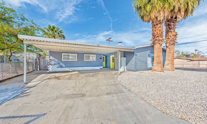Rancho Oakey House | Convenient Escape - Steps from the Strip with Pool Access