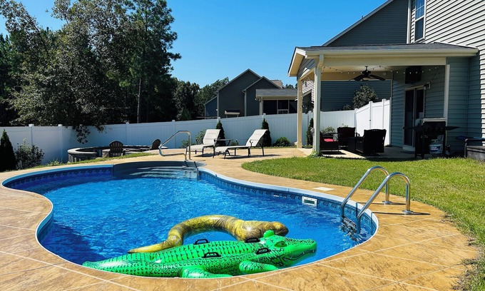 South View House | Unforgettable Pool Retreat with Fire Pit Near Fort Liberty