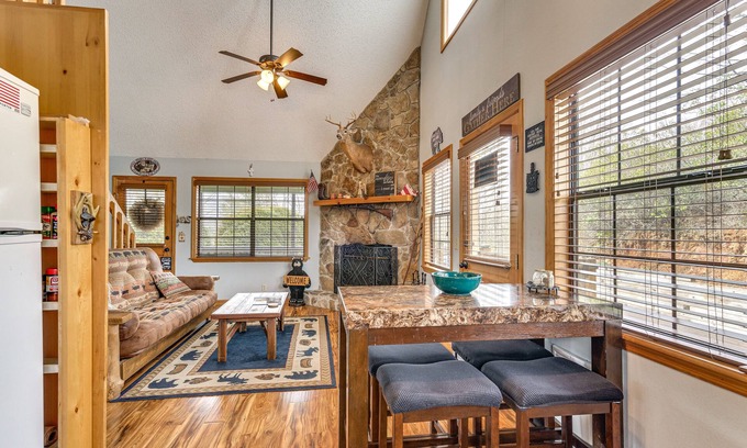 Andrews Cabin | Andrews Cabin with Fireplace, Deck & Mountain Views