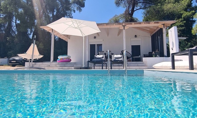 Kriopigi Villa | Private Pool Oasis at Anna Maria Suite with Ocean Views