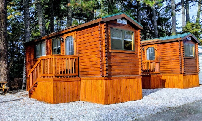 Williamsburg Cabin | Discover Anvil Campground: Pet-Friendly with Pool and Ocean Views