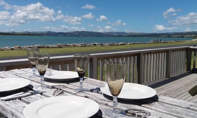 Kawhia House | Scenic Aotea Harbour Bach with Pool and Ocean Views
