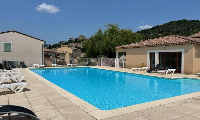 Montbrun-les-Bains Apartment | Inviting Apartment for 4 with Terrace and Pool Access