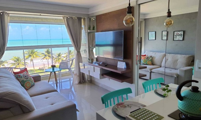 Cabedelo Apartment | Oceanfront Apartment with Full Intermares Sea View