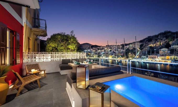 Symi Apartment | Unwind at Annikas Port View with Oceanfront Delights