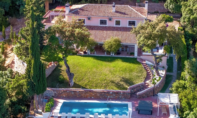Benahavis Villa | Arbolada: Mansion at Hill Peak with Ocean Views & Spa