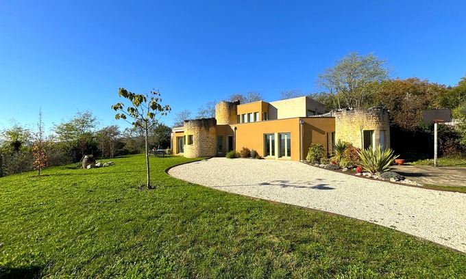 Saint-Cyprien House | Architect-designed house with heated pool & 5* view of village with all amenities