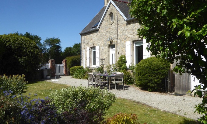 Portbail House | Idyllic Stone House with Ocean View and Pool Access